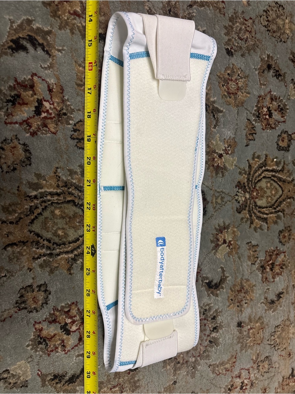 Bodyafterbaby Motherload Maternity Belly Support Belt in White with Blue Trim
